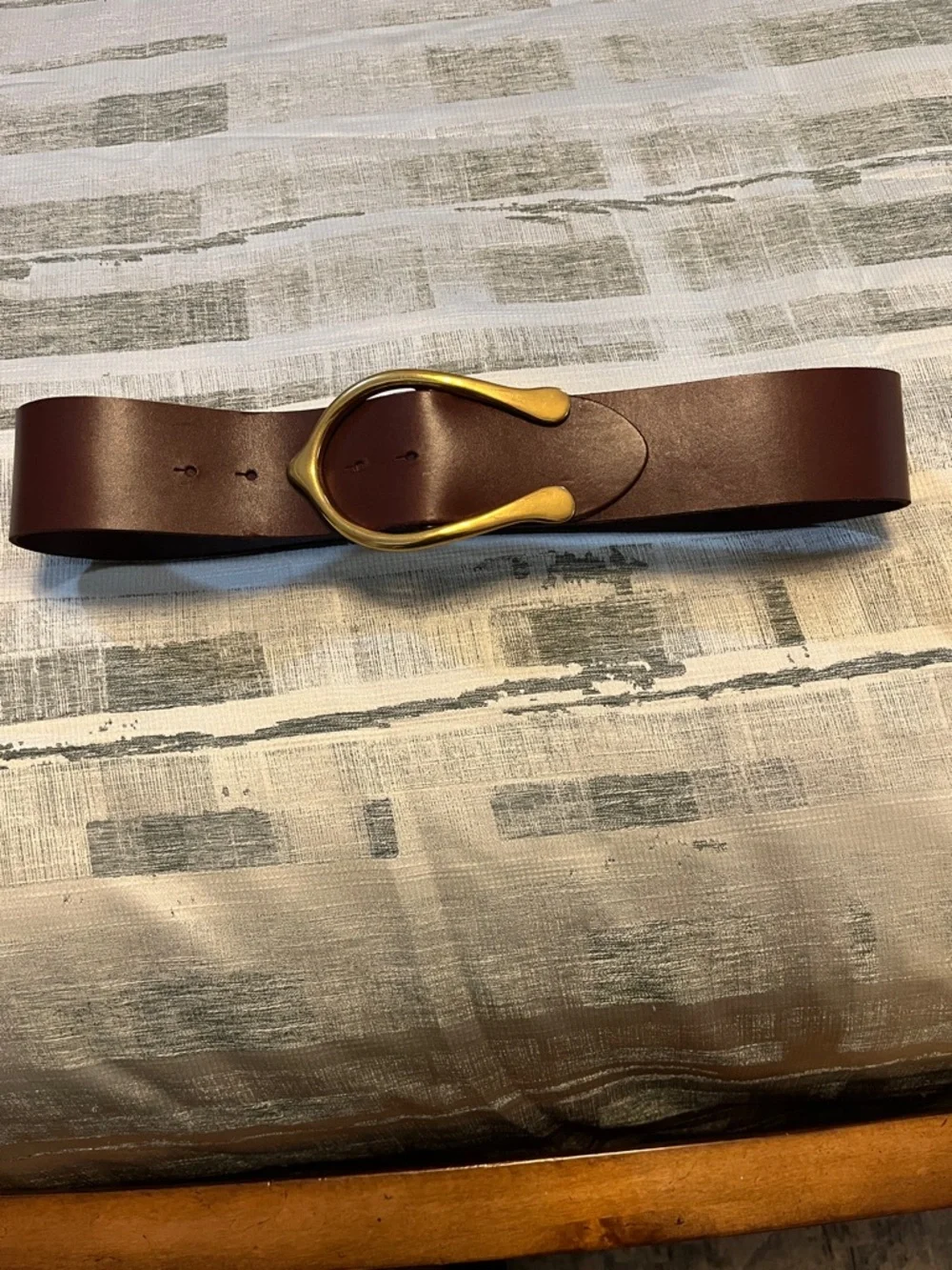 Anthropologie Wide Brown Leather Belt with Sculpted Gold Buckle - Picture 5 of 5